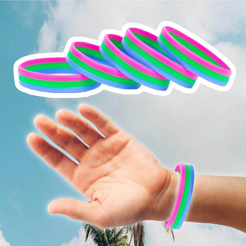 Poly Pride Silicone Rubber Bracelets LGBT Rainbow Silicone Bracelet