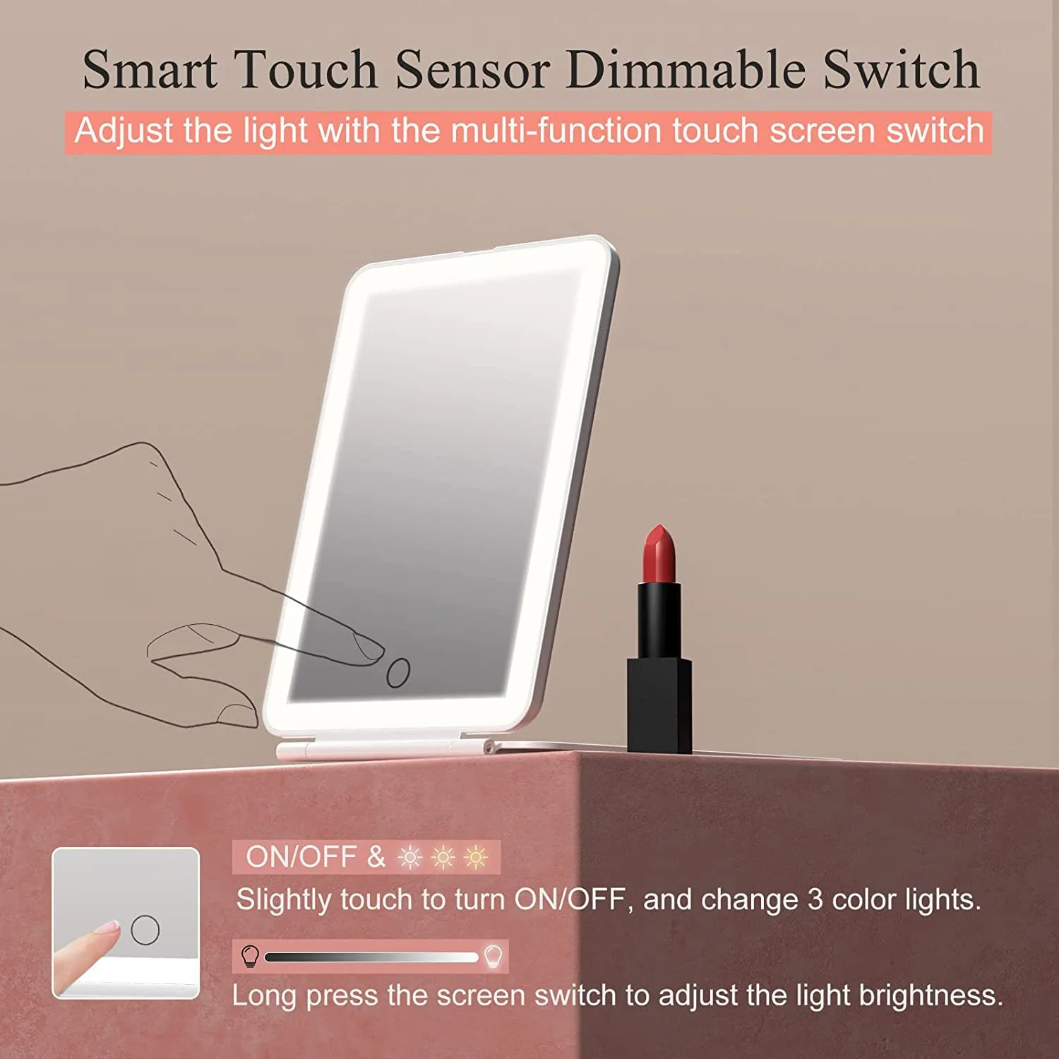 Foldable With Light Touch Led Make-up Mirror