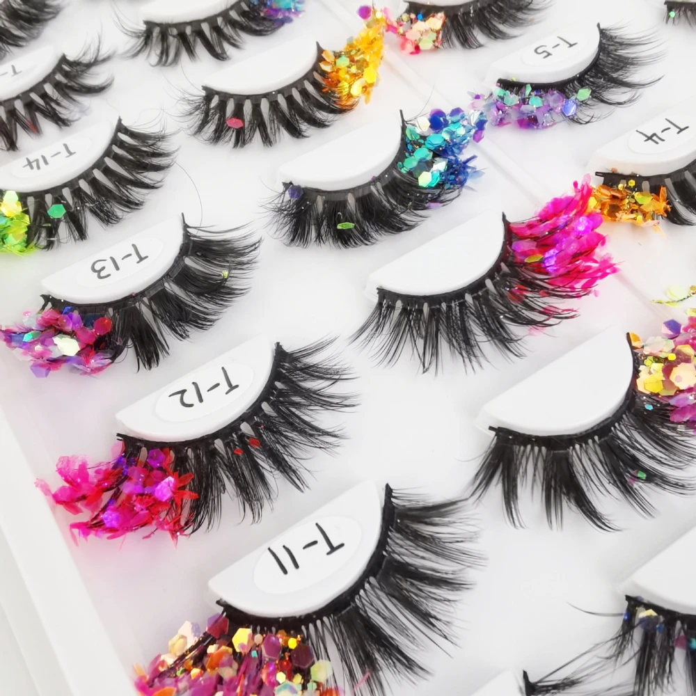 Color Eye Tail 3D Shimmering Powder Sequins Fluorescent Chemical Fiber Dense Eyelash