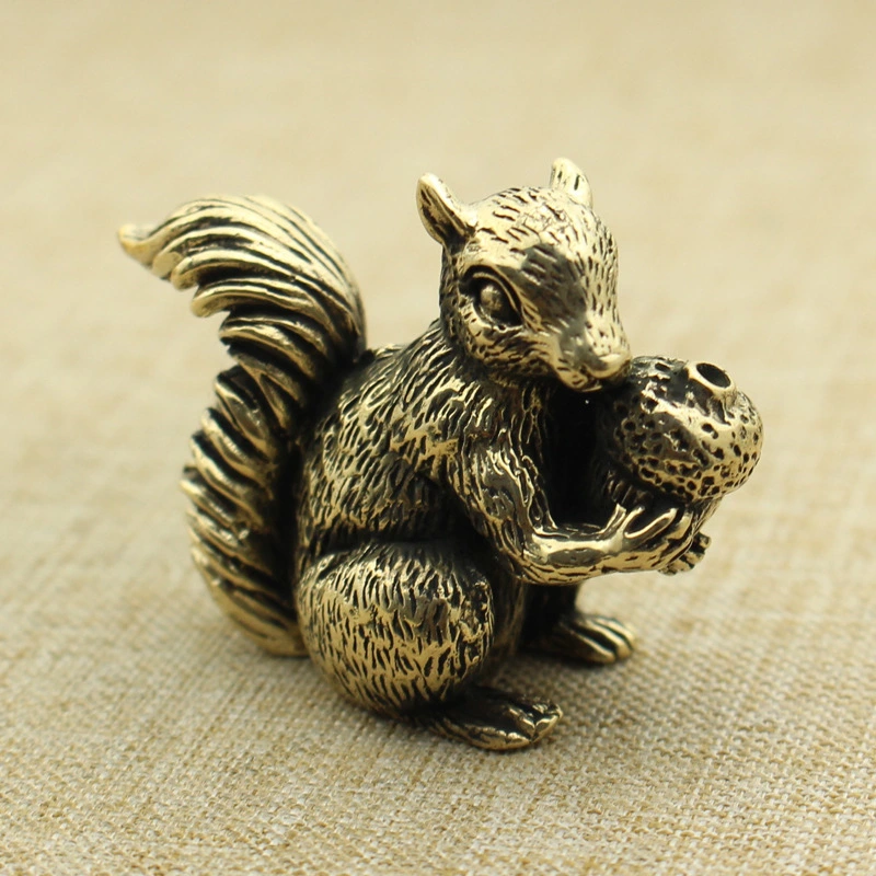 Brass Cute Squirrel Incense Holder Copper Art Hand Pieces