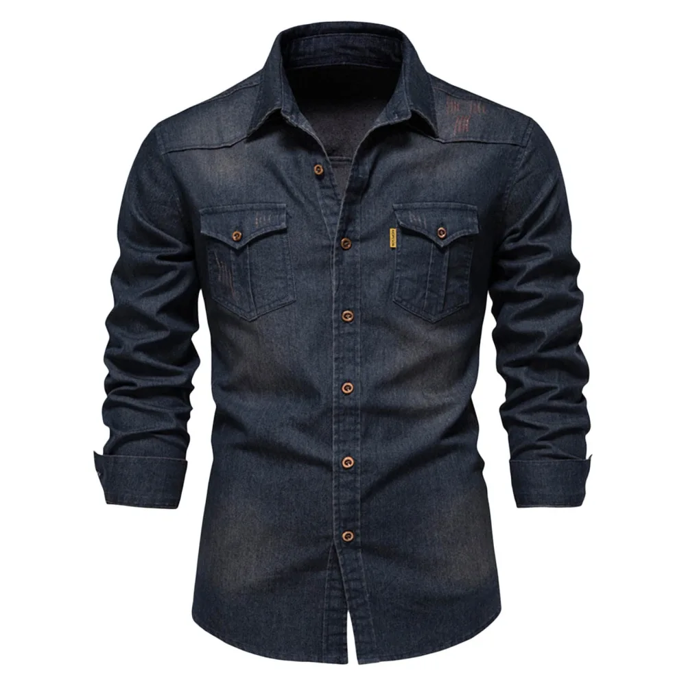 Men's Short Sleeve Jeans Shirts Men's Standard Short Sleeve/Long Sleeve Shirts Western Shirts Slim Casual Shirts