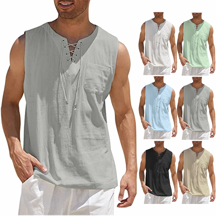 Shirt Men Cotton Shirt Men Casual Shirt Cotton T-Shirt Hippie Shirts Sleeveless Yoga Top