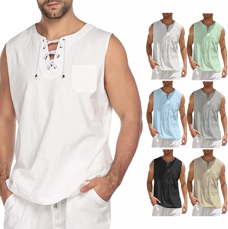 Men's Fashion T-Shirt Cotton T-Shirt Hippie Shirts Sleeveless Yoga Top