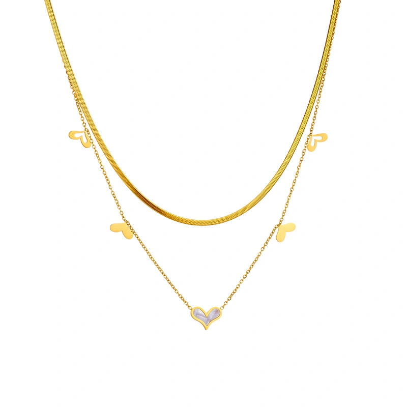 Double Layer Twin Five Love Pendant Ornaments Chain