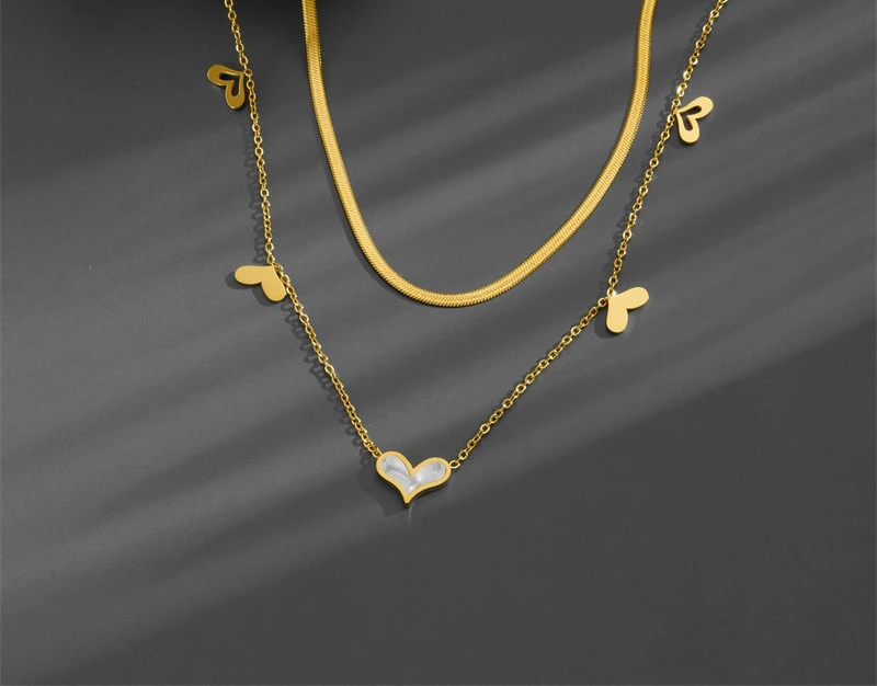 Double Layer Twin Five Love Pendant Ornaments Chain