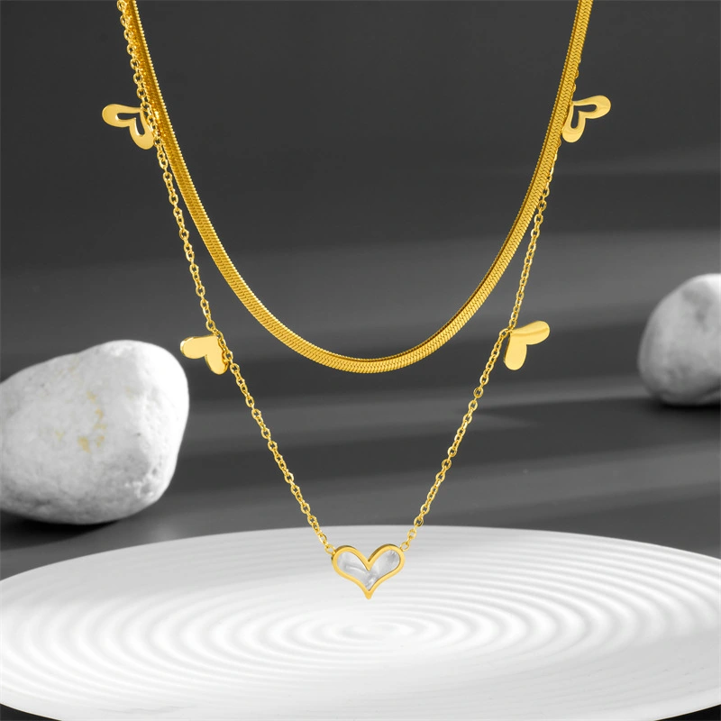 Double Layer Twin Five Love Pendant Ornaments Chain