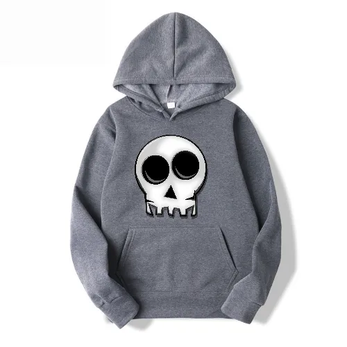 Grey Hoodie With Skull