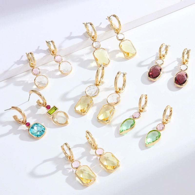 Cut Crystal Covered Gold Plated Earrings