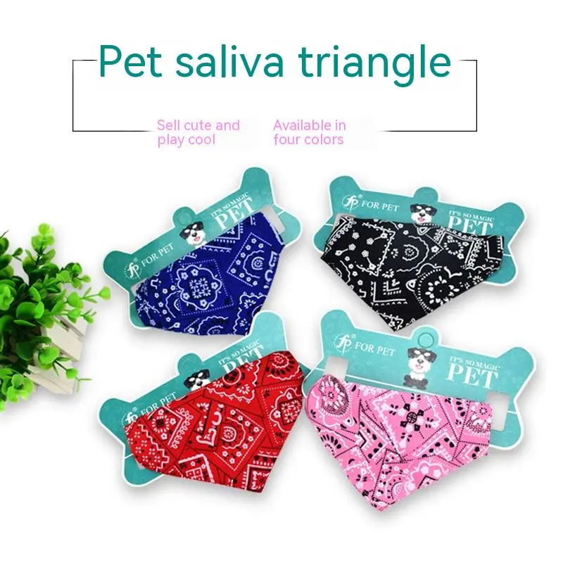 Pet's Saliva Towel Polyester Printed Small Dogcat Retractable Collar Triangular Binder