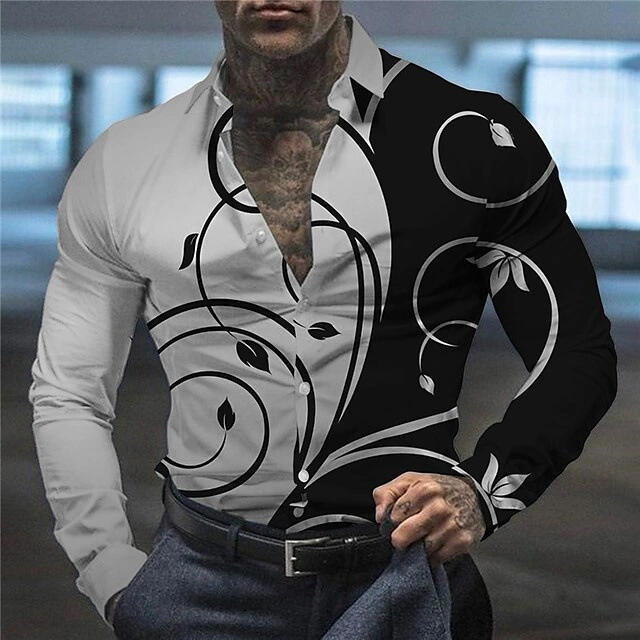 Men's Fashion Casual Printed Large Size Shirt Printed Shirt