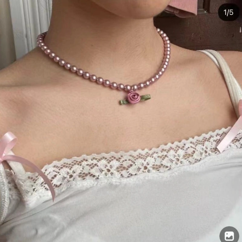 Fresh Flower Choker Pearl Necklace Graceful Mori Sweet Clavicle Chain Women