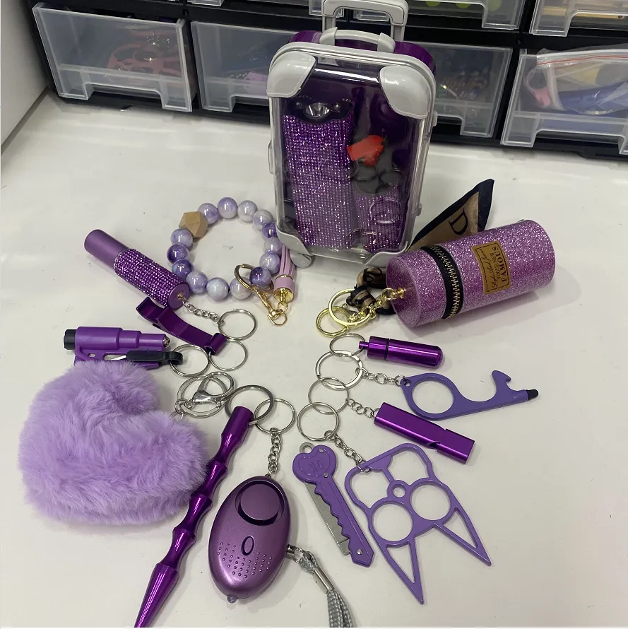 16 PCS All Purple Keychain Set Fixed Suit