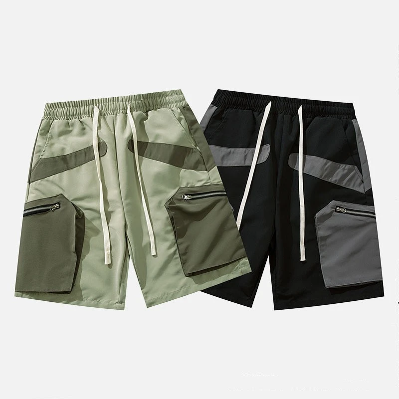 Color Contrast Patchwork Workwear Shorts Men's Casual Shorts