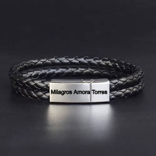 Black Woven Personalized Bracelet