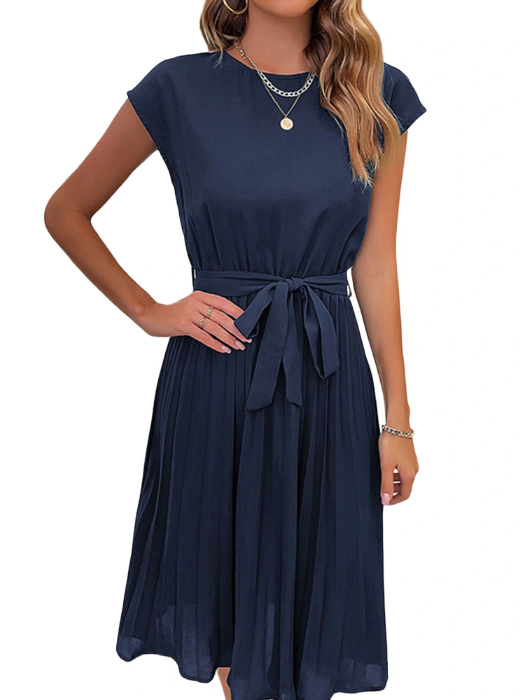 Women's Summer A-Line Midi With Belt, Bohemian