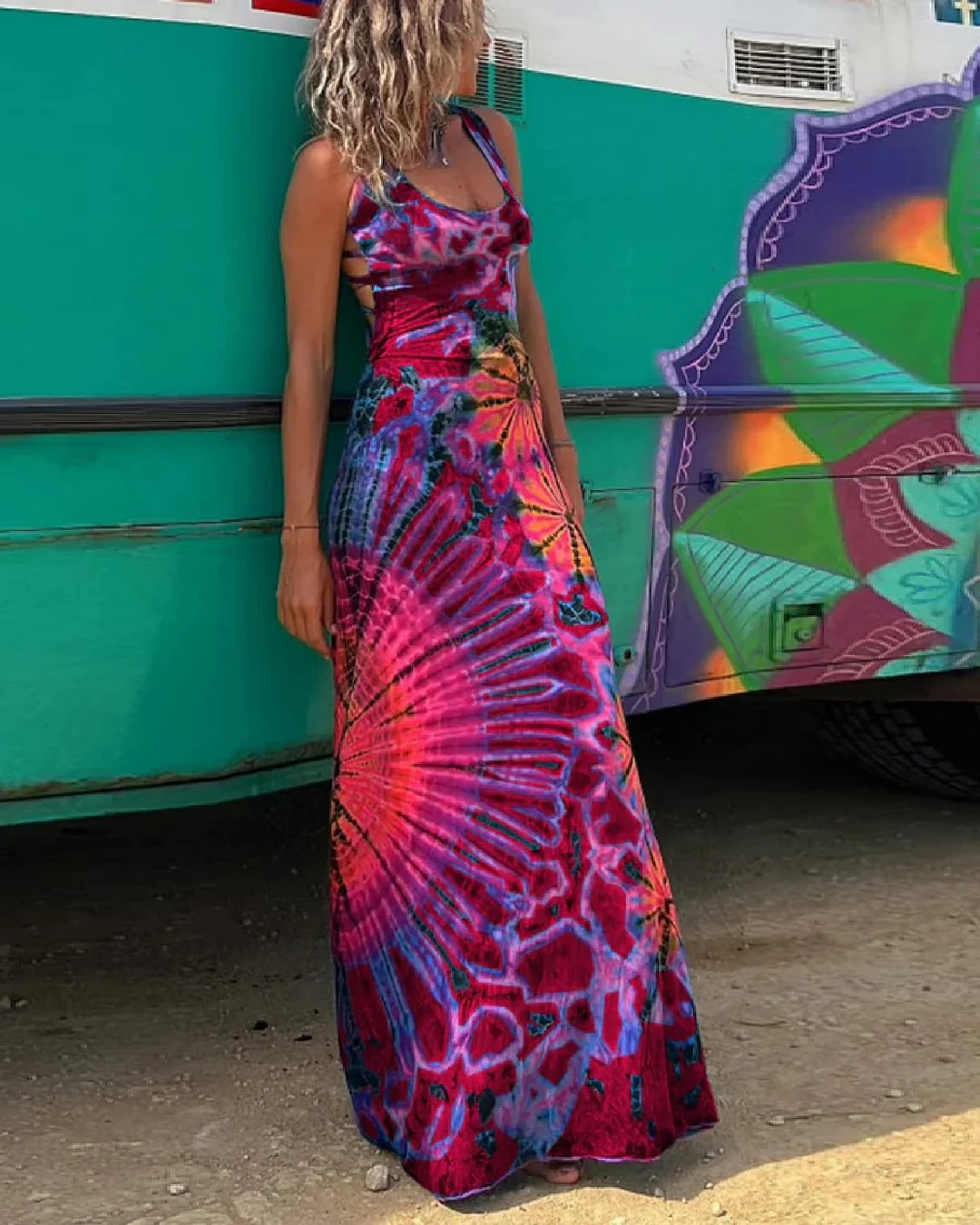 European And American Summer Sling Backless Dress