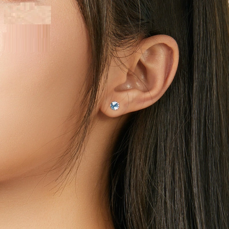 Twelve-color Popular Zircon Stud Earrings S925