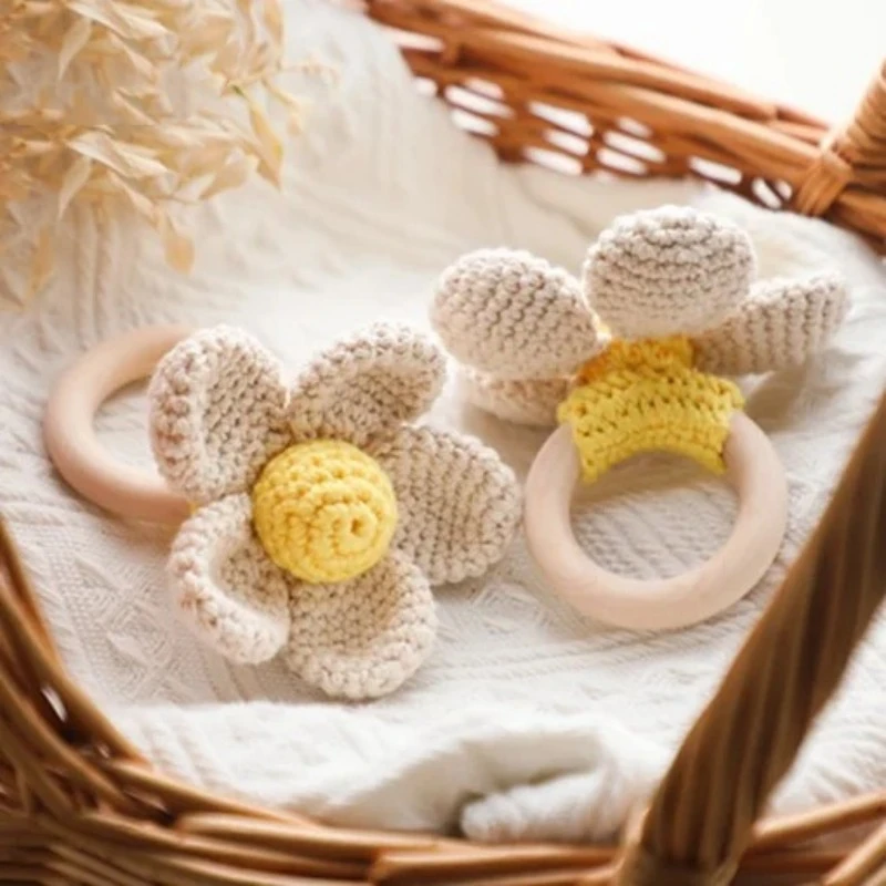 Baby Knitted Animal Rattle Biteable Toy