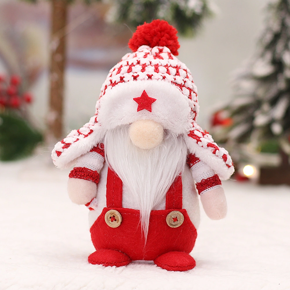 Christmas Couple Ushanka Decoration Faceless Doll