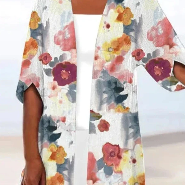 Printed Loose Top Fashion Coat