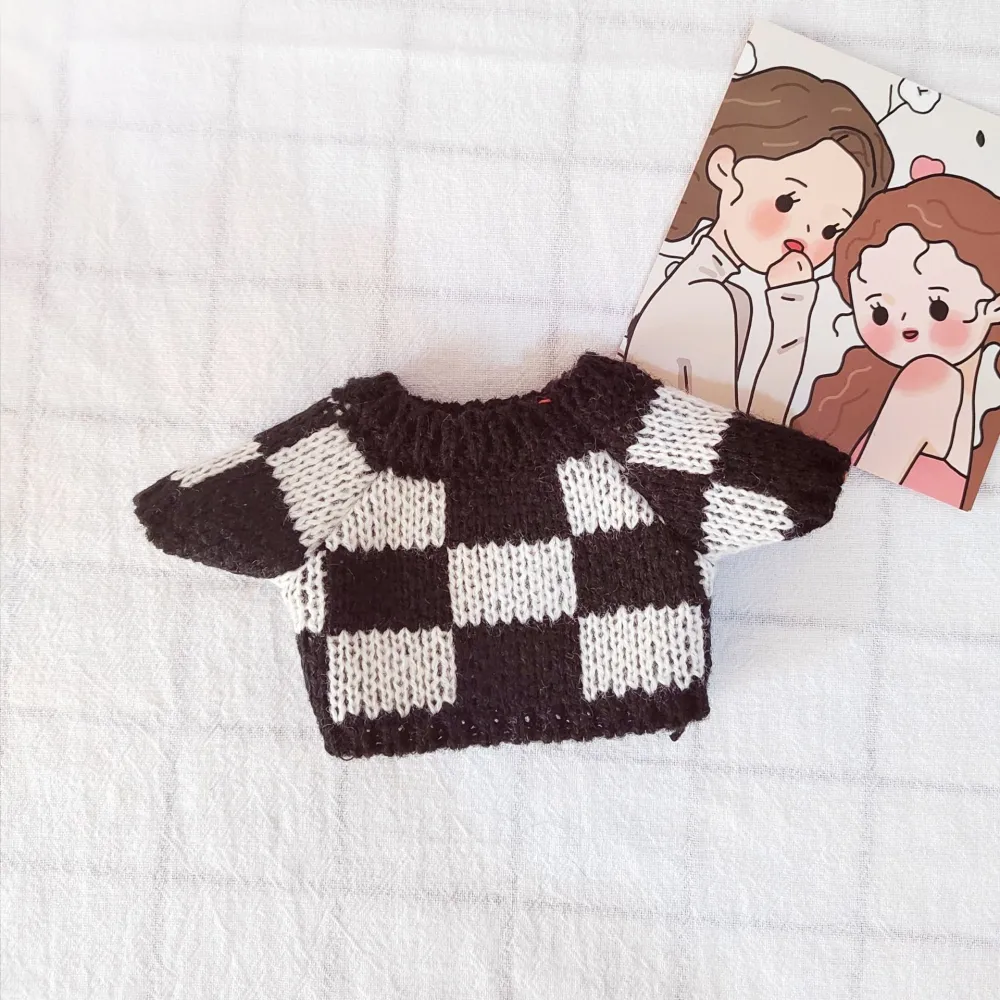 Cotton Doll Round Neck Sweater Plaid Sweater