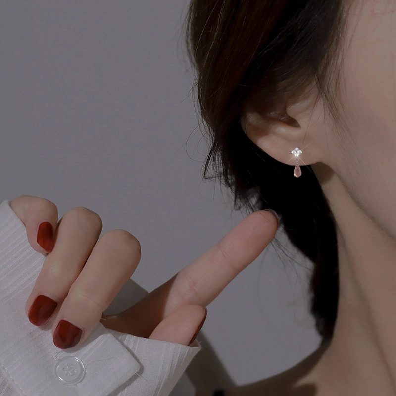 Water Drop Summer Small Niche Design Micro Inlaid Zircon Earrings
