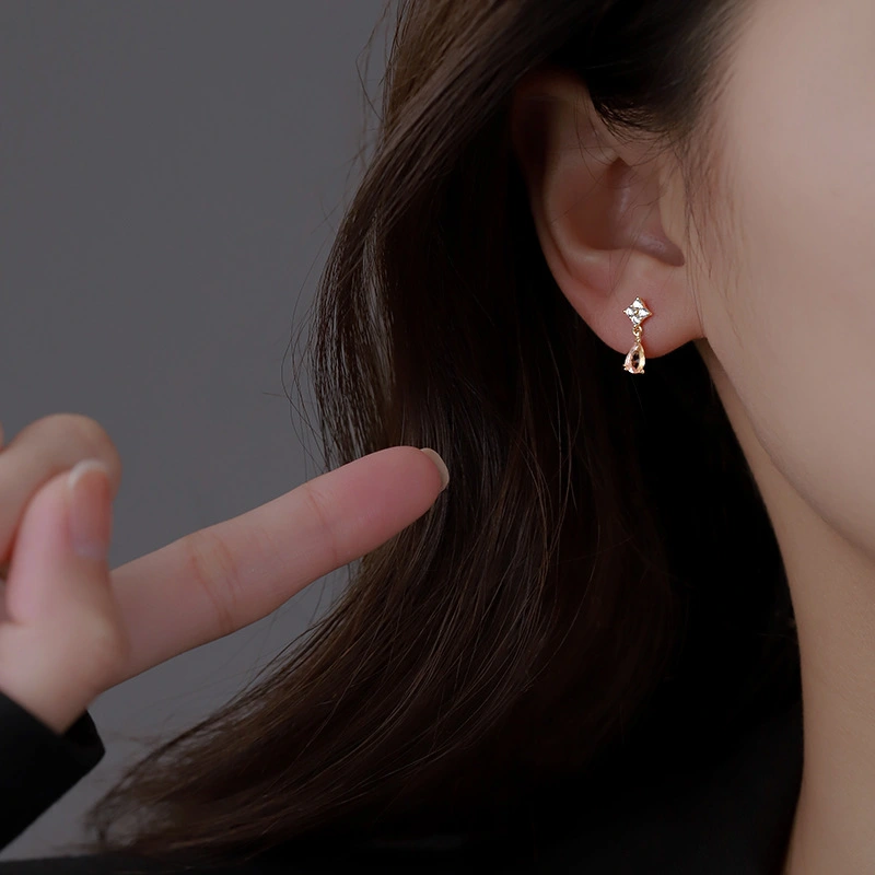 Water Drop Summer Small Niche Design Micro Inlaid Zircon Earrings