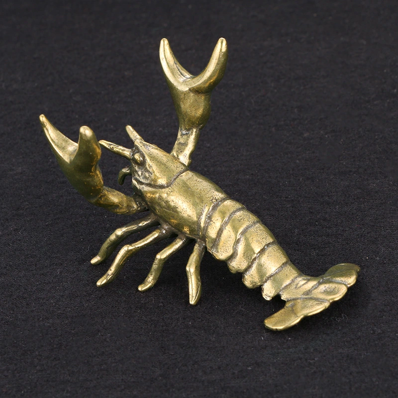 Solid Brass Crayfish Ornaments Vintage Pure Copper Pen Holde