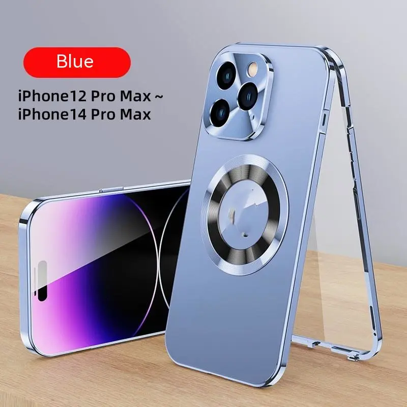 Glass Shell Metal Magnetic All-inclusive Drop-resistant Phone Case