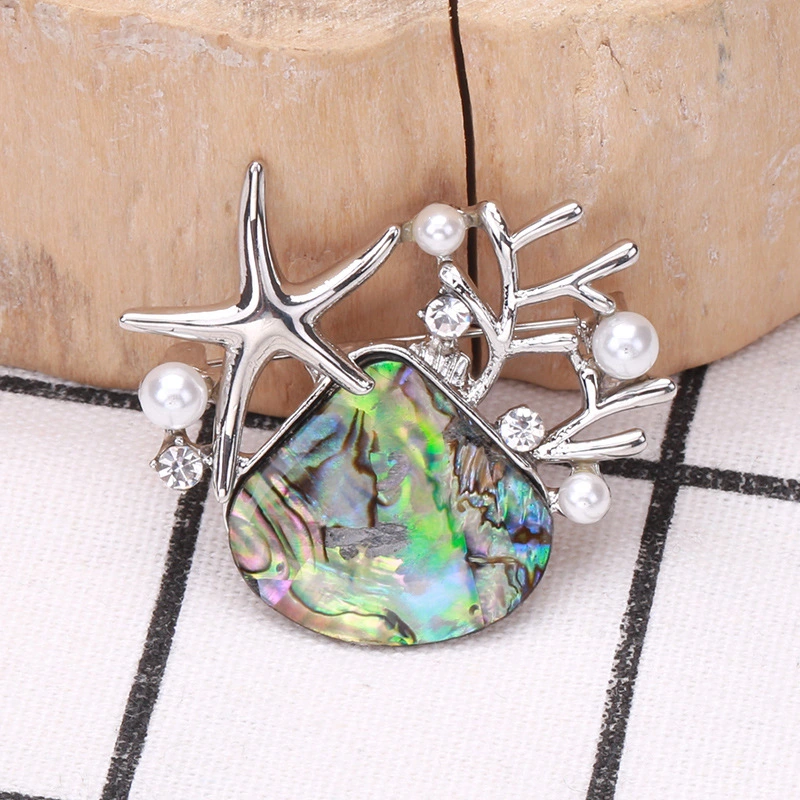 Creative New Seiko Abalone Shell Scallop Starfish Brooch High-end Elegant Pin Corsage