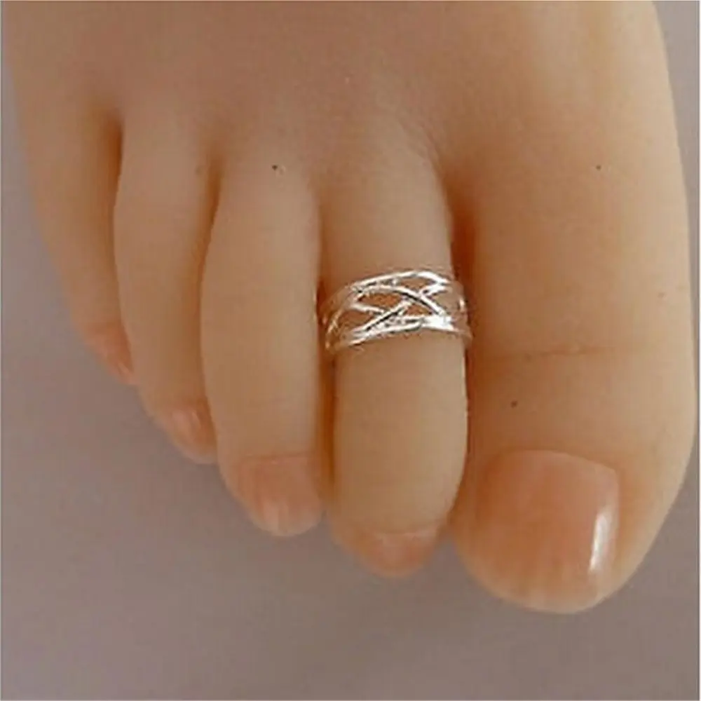 Color Retention Silver Electroplated Woven Foot Ring