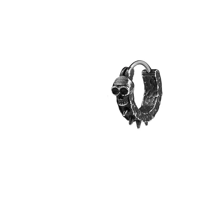 Retro Black Skull Ear Clip Stainless Steel