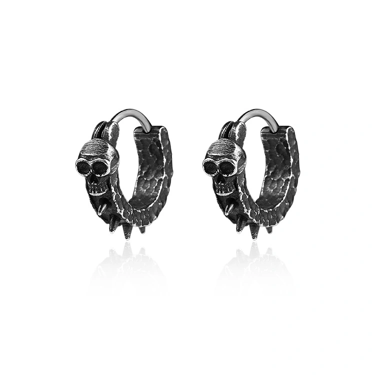 Retro Black Skull Ear Clip Stainless Steel