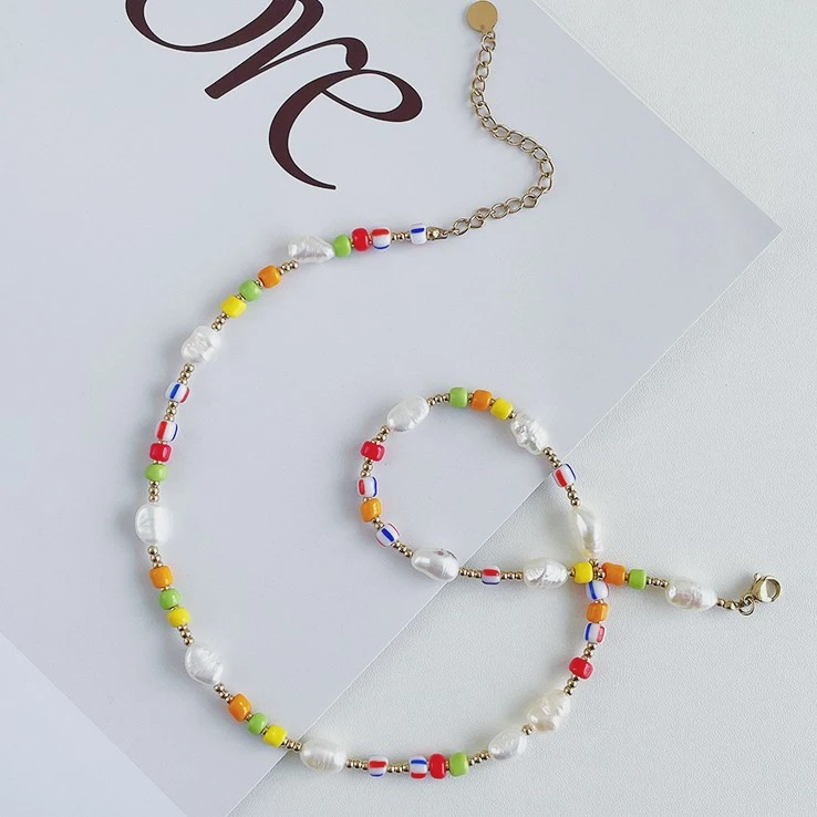 Women's Special-shaped Colorful Beads Stitching Necklace