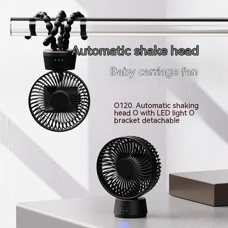 Automatic Shaking Head Stroller Handheld Fan