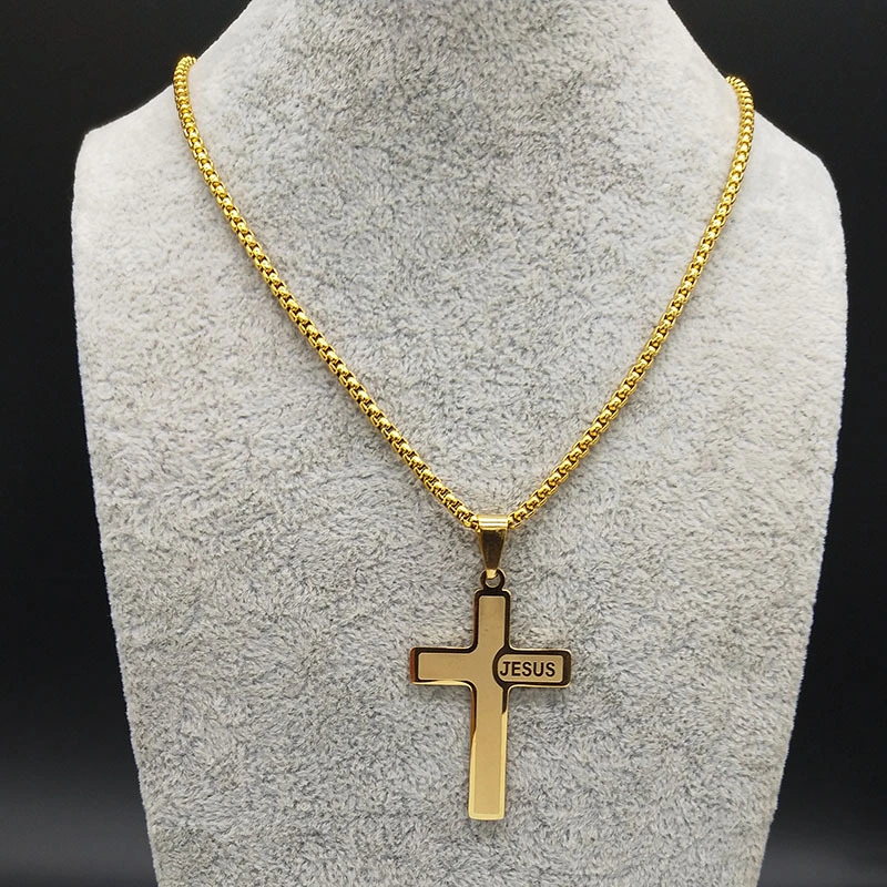 Popular Titanium Steel Cross Pendant Snake Bones Chain Necklace