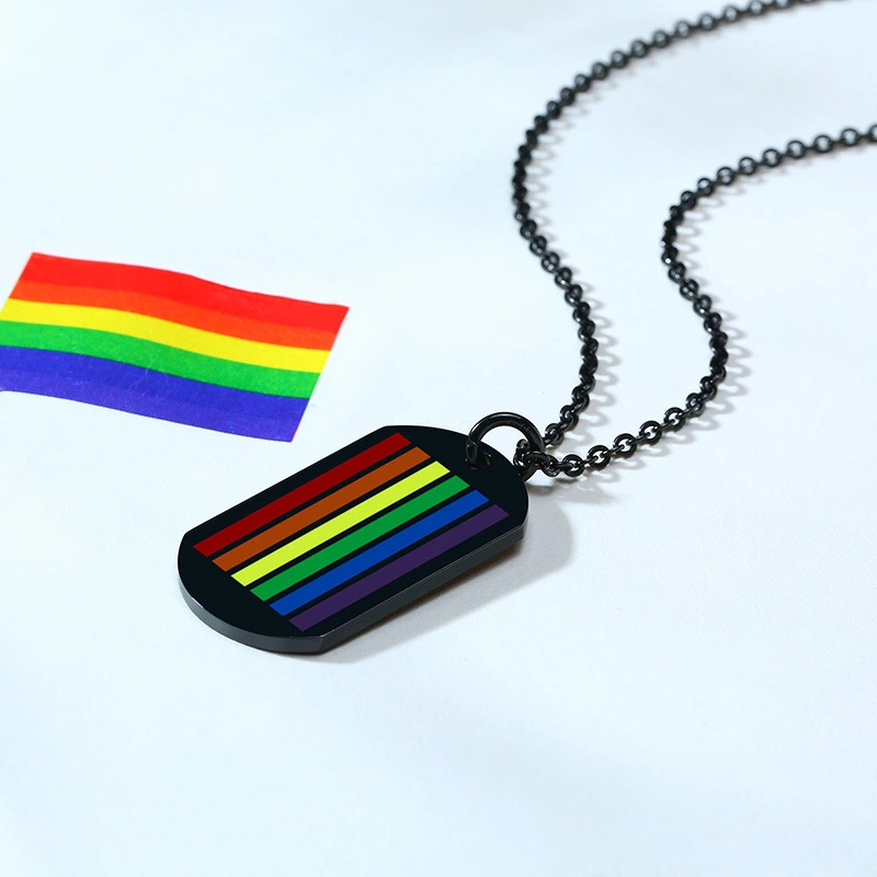 Stainless Steel Rainbow Pendant Necklace