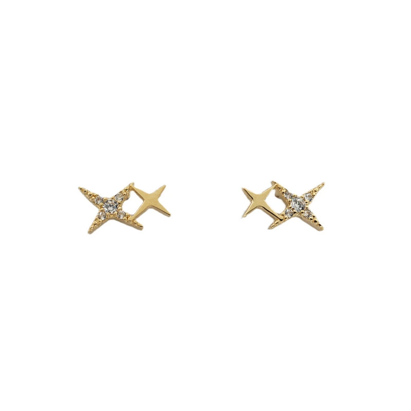 S925 Sterling Silver Four-pointed Star Earrings
