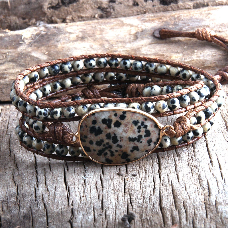 Natural Stone Bracelet Oval Row Accessories Braided Charm