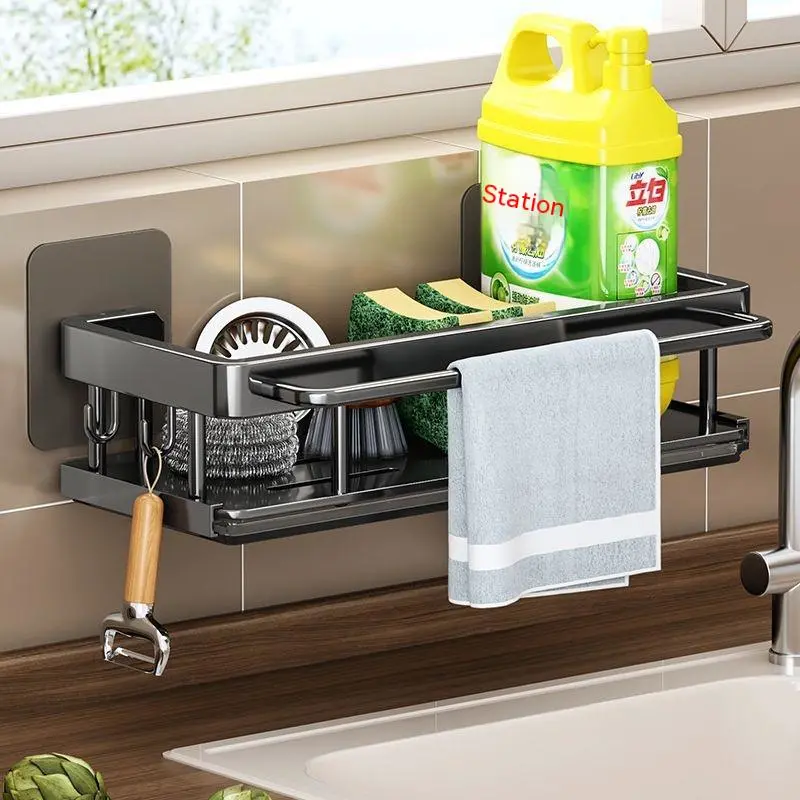 Kitchen Rag Dishcloth Sponge Water Edge Storage Drain Rack