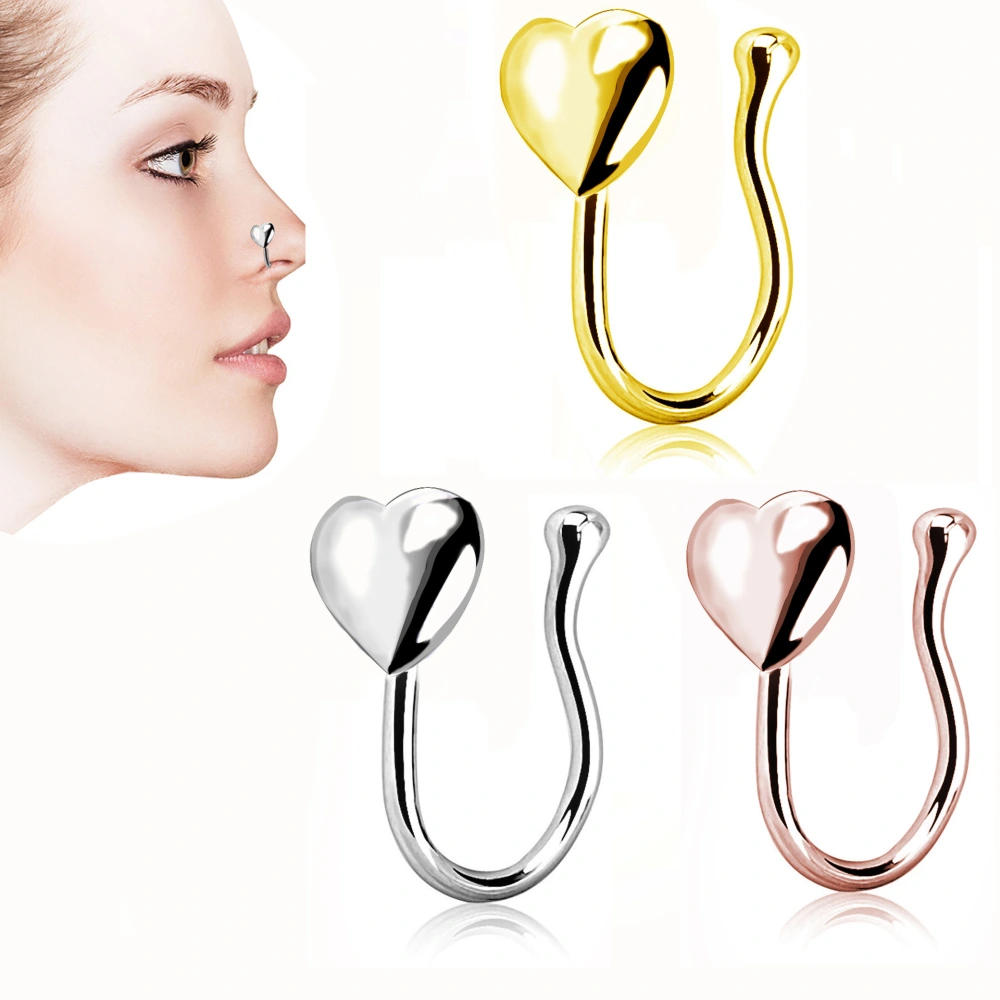 European And American Piercing Jewelry Love Nose Ring Anti-allergy Stainless Steel