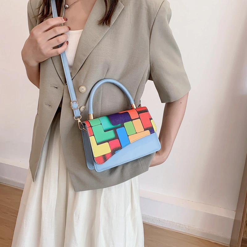 Fashion Retro Contrast Color Check Women's One Shoulder Crossbody Bag