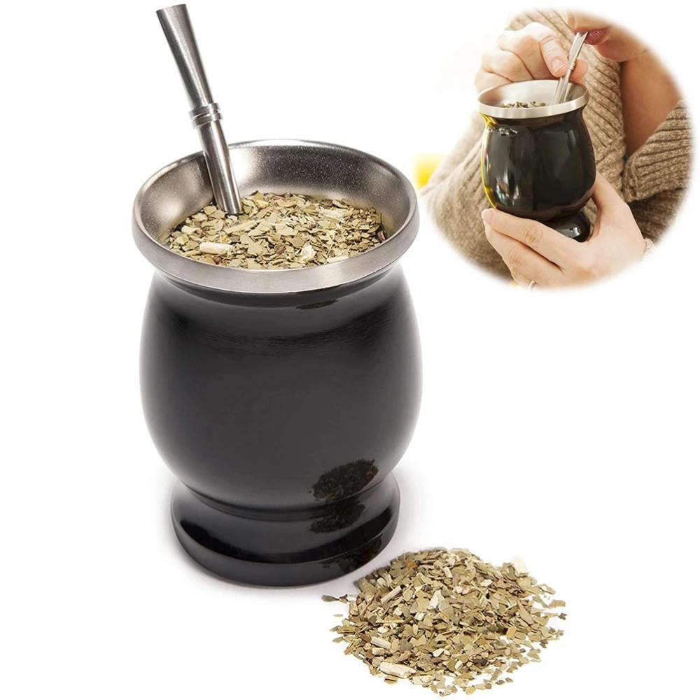 Double Layer Insulated Cup With Stirring And Filtering Straw Spoon Set