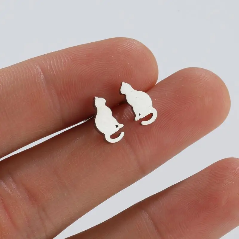 Women's Stainless Steel 18K Gold Plating Kitten Ear Studs