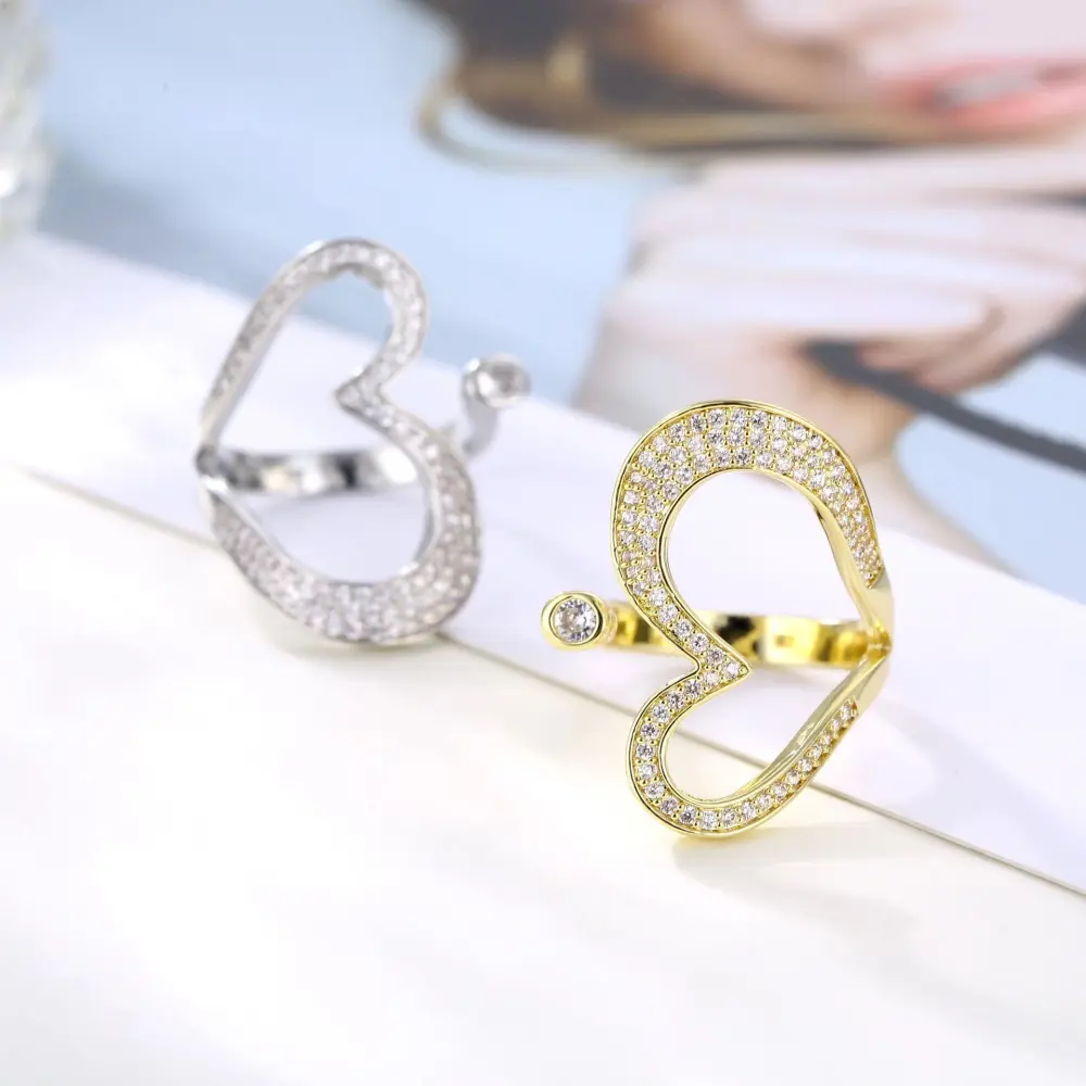 Personality Hollowed Heart Shape Stylish Opening Ring