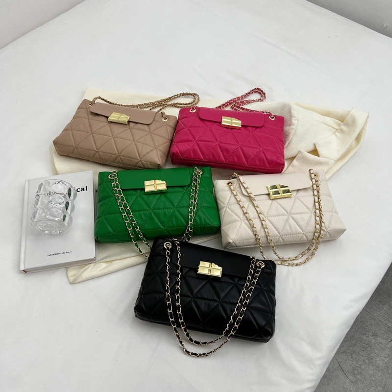 One Shoulder Crossbody Casual Candy Color Embroidery Line Small Square Bag