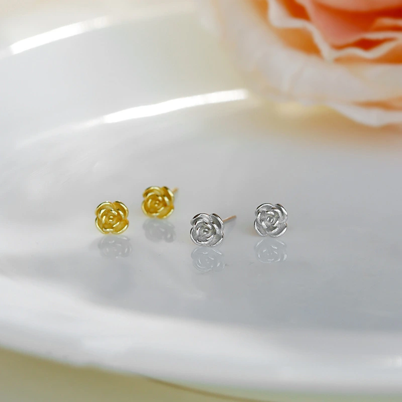 Small Rose Flower Stud Female Earrings