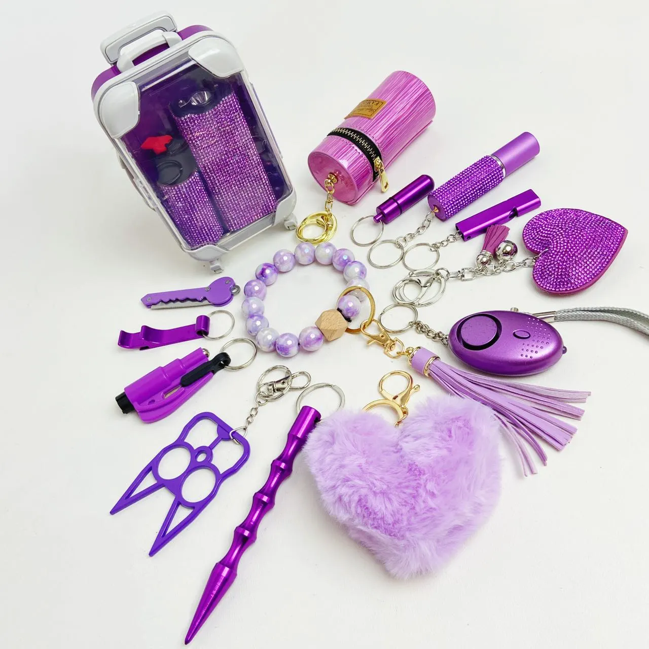 16 PCS All Purple Keychain Set Fixed Suit