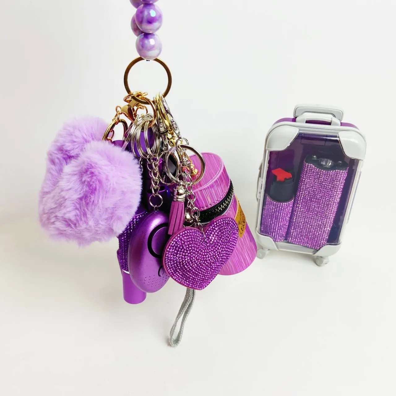 16 PCS All Purple Keychain Set Fixed Suit