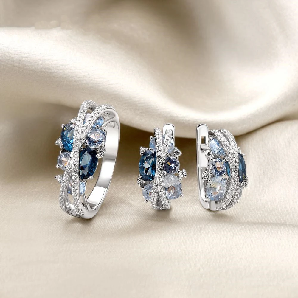 New European And American Retro Creative Hollow Zircon Earrings Ring